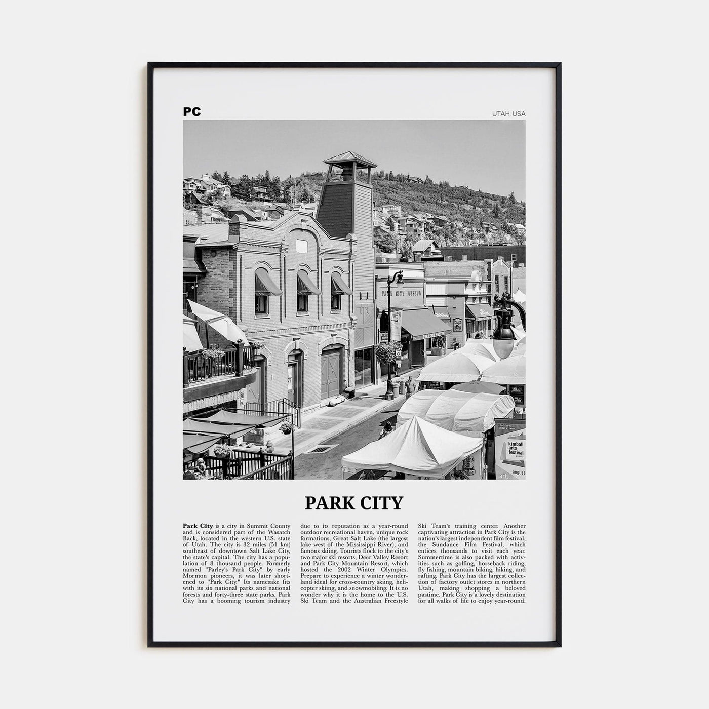 Park City Poster None / 8x12 in Nbourhood Travel B&W Poster