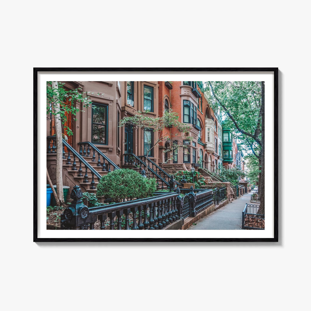 Park Slope colorful photo poster of Brooklyn, New York City – horizontal wall art, unframed print shown in interior mockup