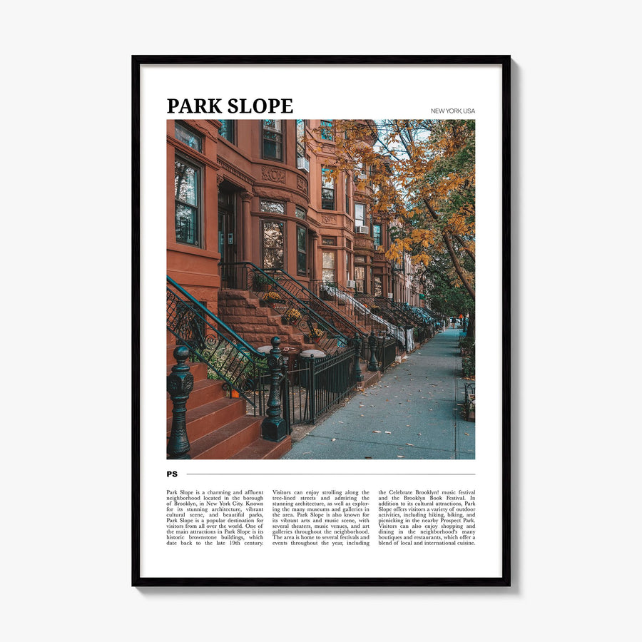 Park Slope Travel Poster, framed poster mockup