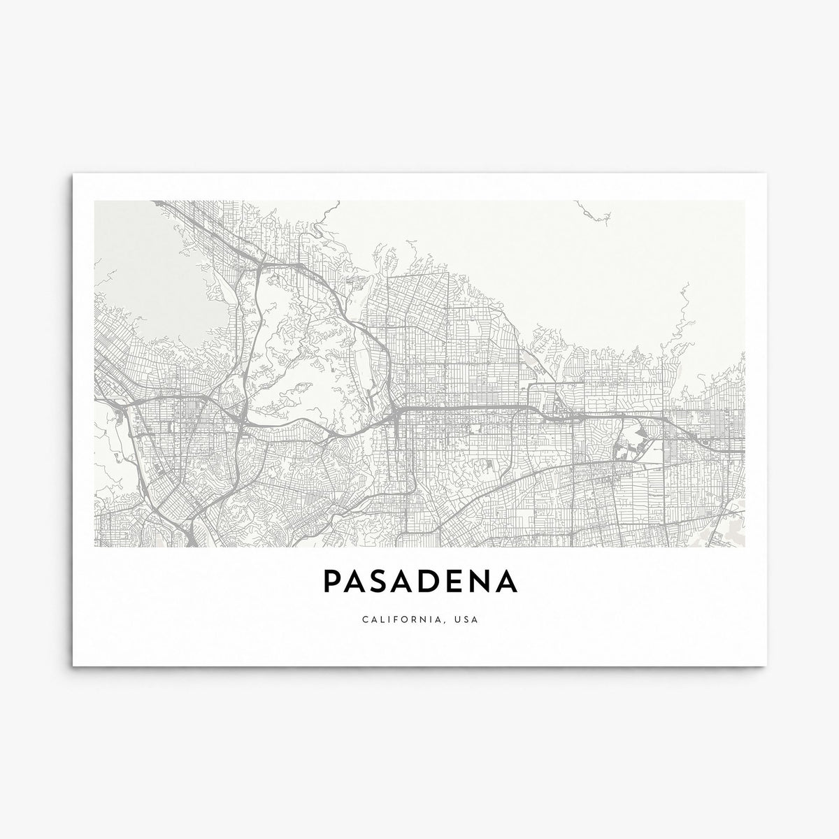 Pasadena Map Poster, print only (unframed)