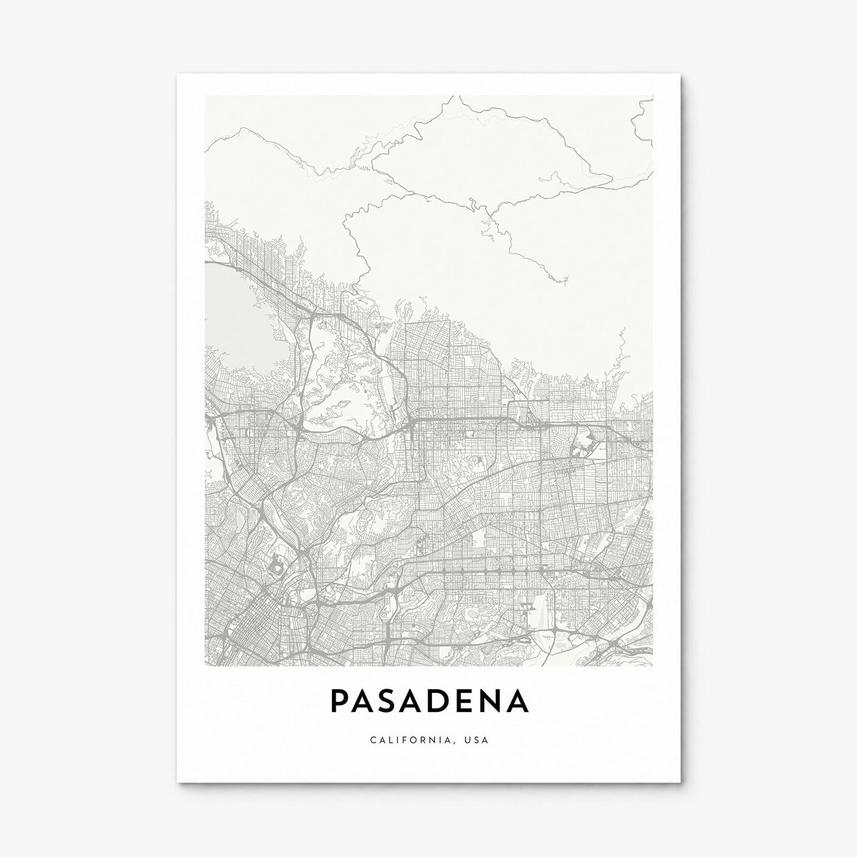 Pasadena Map Poster, print only (unframed)
