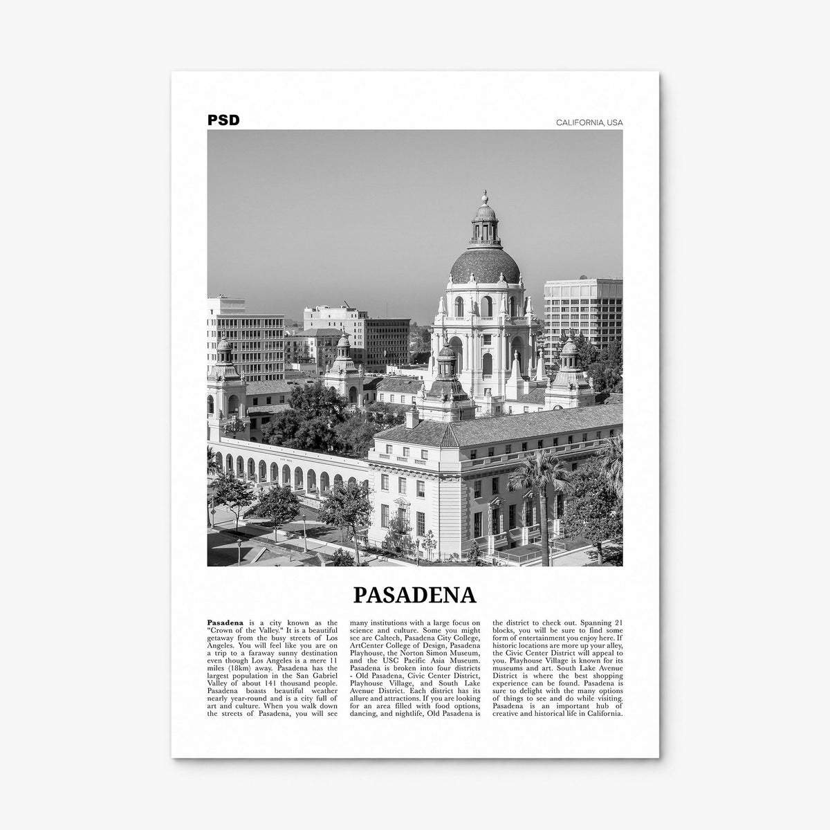 Pasadena Newspaper Poster, print only (unframed)