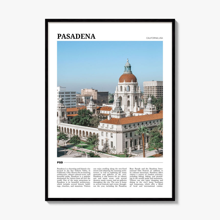 Pasadena Travel Poster, framed poster mockup