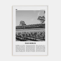 Paso Robles Poster White Wood / 8x12 in Nbourhood Travel B&W Poster