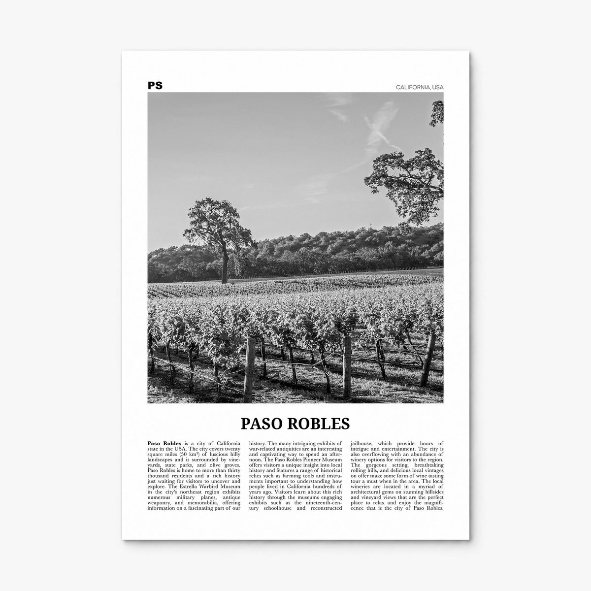 Paso Robles Newspaper Poster, print only (unframed)