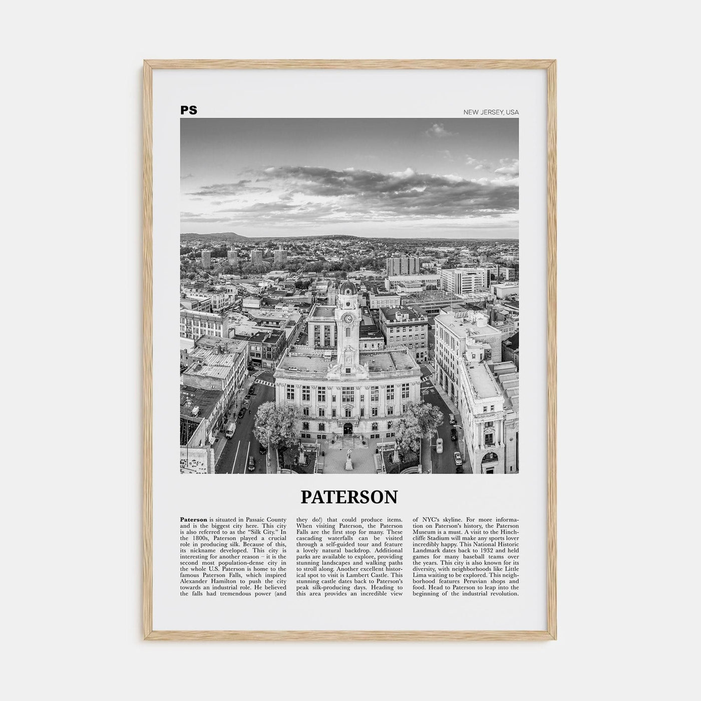 Paterson Poster Natural Wood / 8x12 in Nbourhood Travel B&W Poster