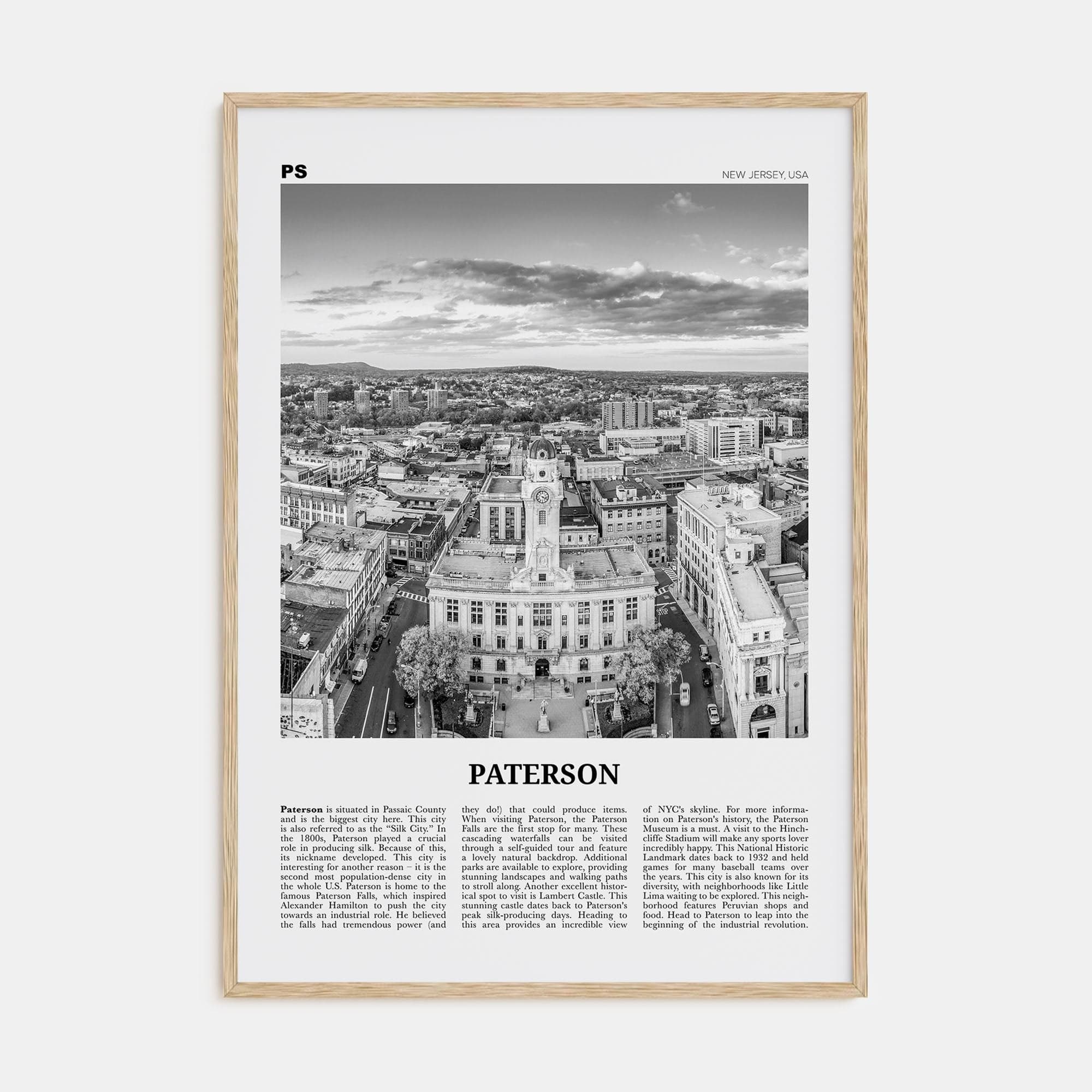 Paterson Poster Natural Wood / 8x12 in Nbourhood Travel B&W Poster