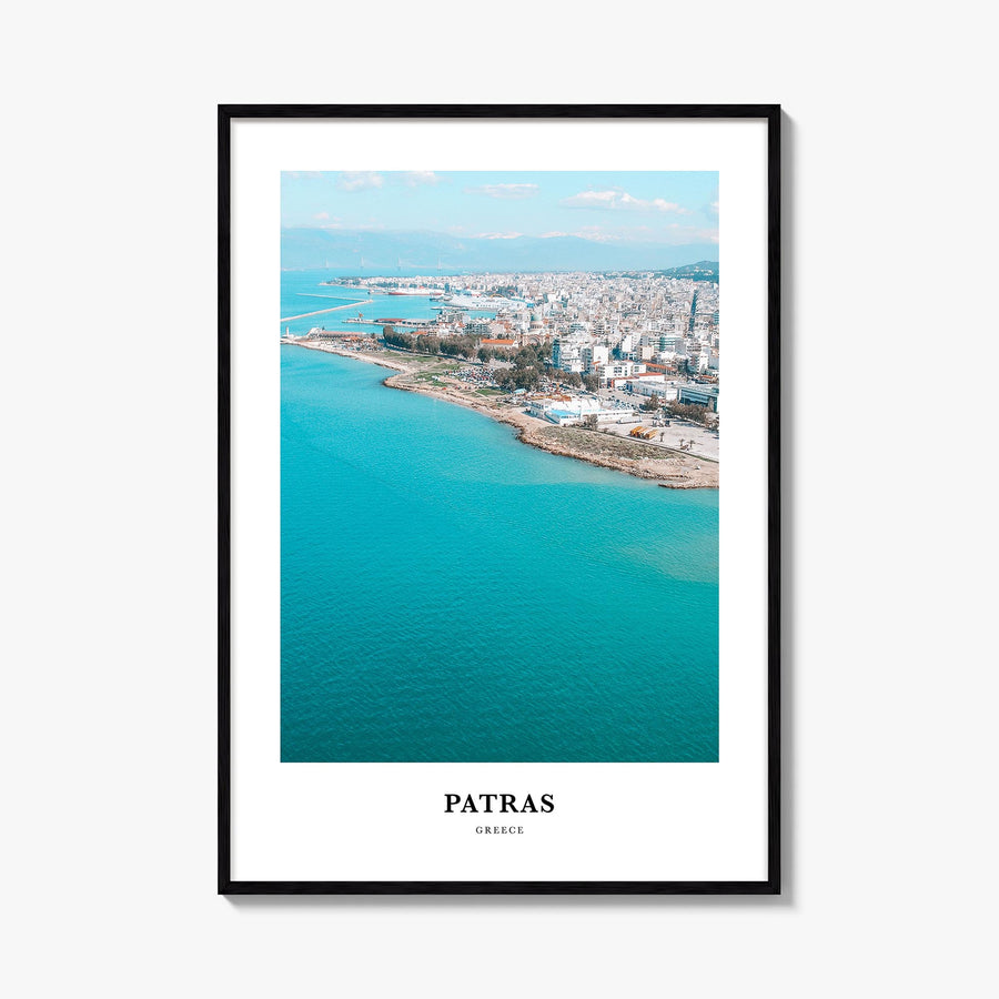 Patras colorful classic poster of Greece – vertical wall art, unframed print shown in interior mockup