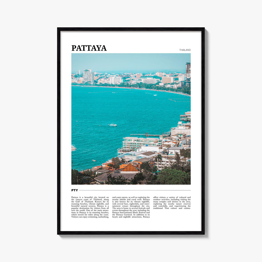 Pattaya colorful travel poster of Thailand – vertical wall art, unframed print shown in interior mockup