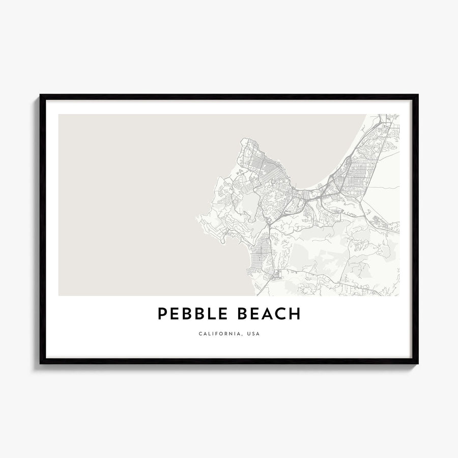 Pebble Beach Map Poster, framed poster mockup