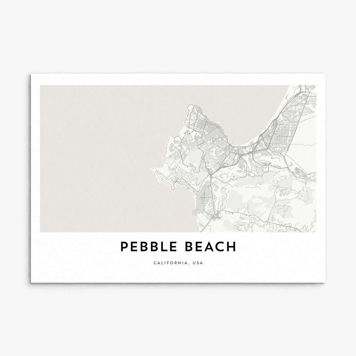 Pebble Beach Map Poster, print only (unframed)