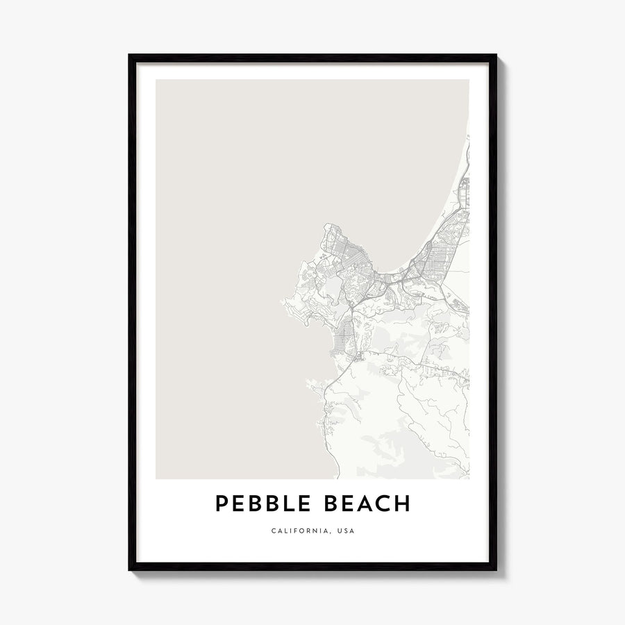 Pebble Beach Map Poster, framed poster mockup