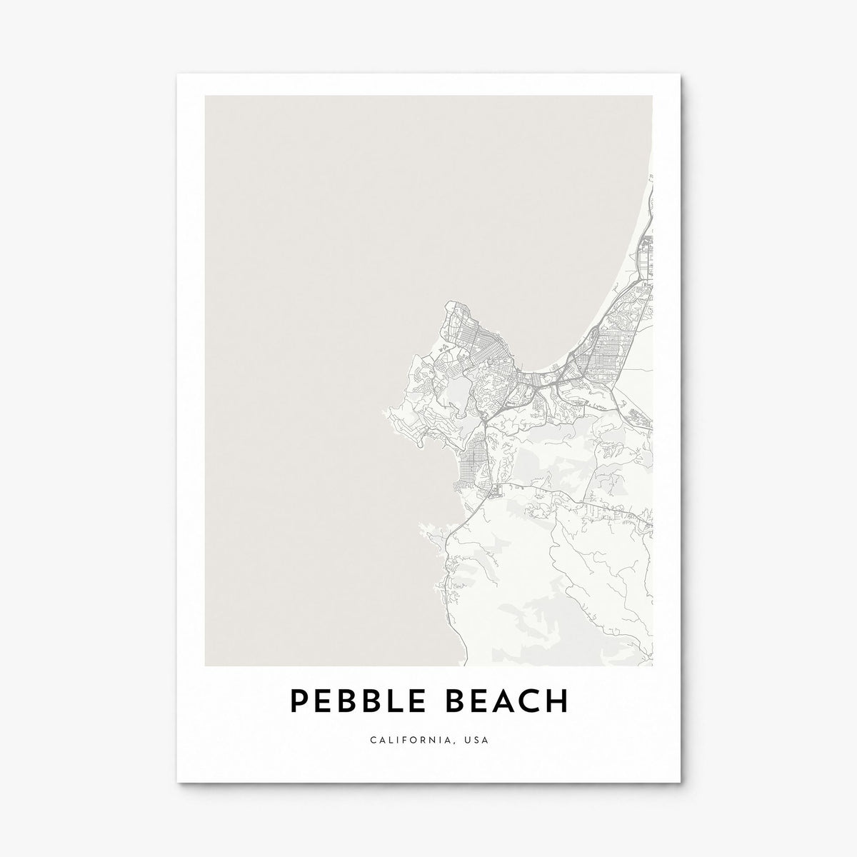 Pebble Beach Map Poster, print only (unframed)