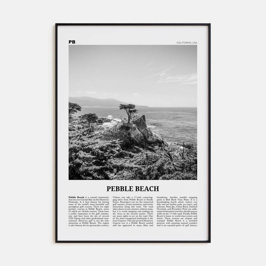 Pebble Beach Poster None / 8x12 in Nbourhood Travel B&W Poster