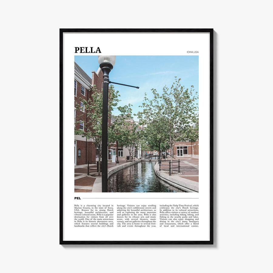 Pella, Iowa colorful travel poster of Iowa, USA – vertical wall art, unframed print shown in interior mockup