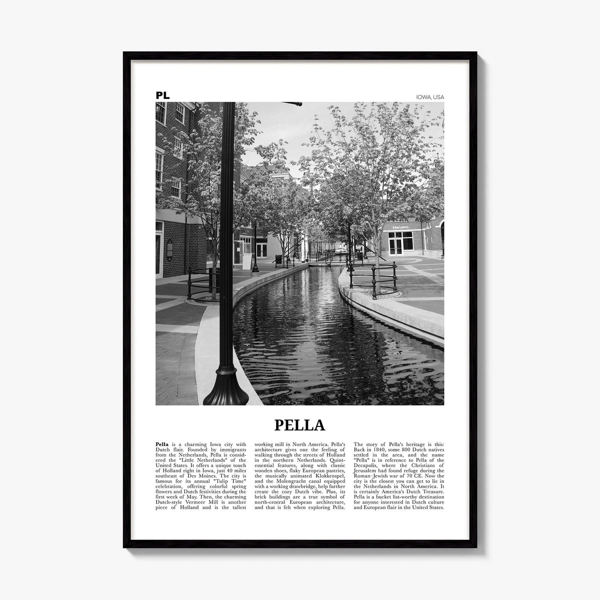 Pella, Iowa Newspaper Poster, framed poster mockup