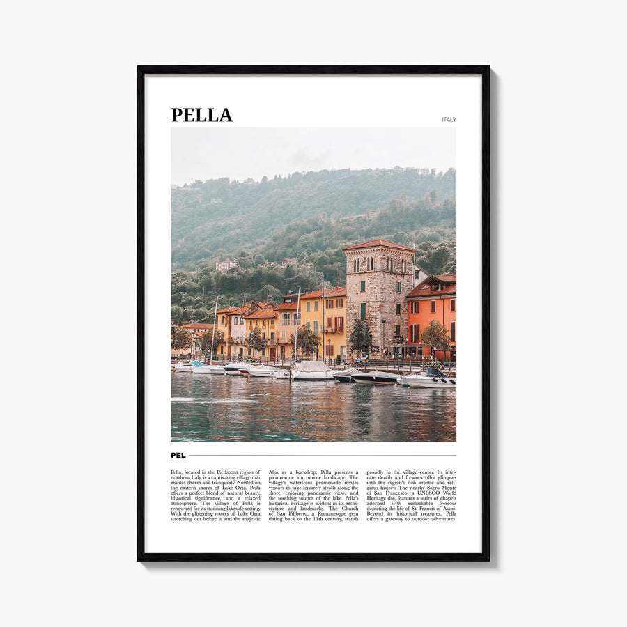 Pella, Italy no. 2 colorful travel poster of Italy – vertical wall art, unframed print shown in interior mockup