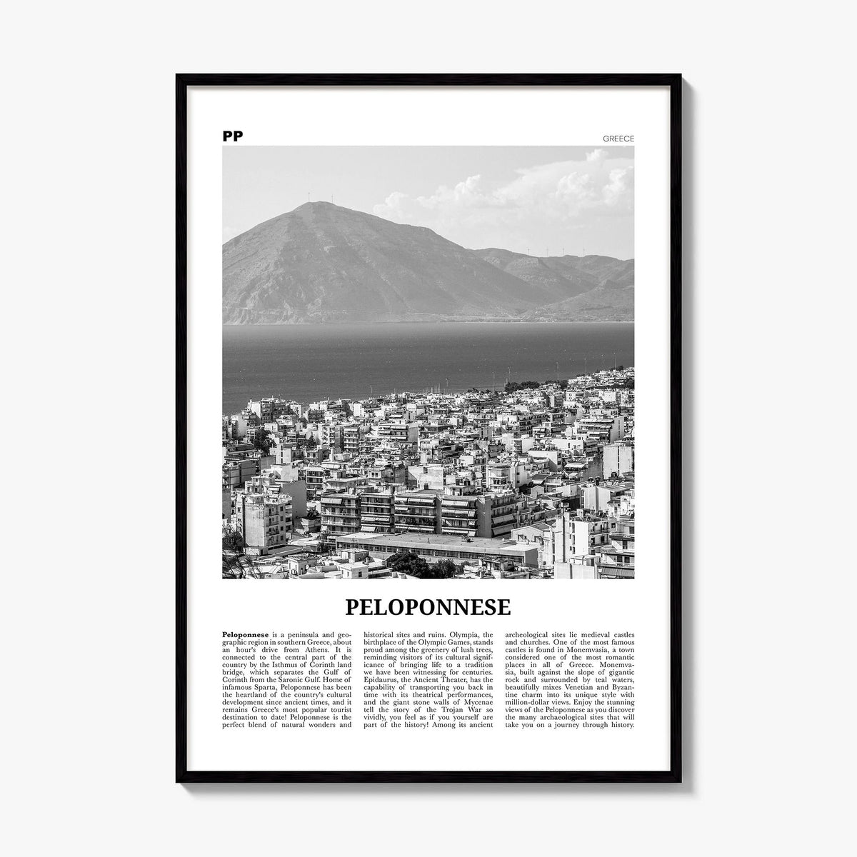 Peloponnese Newspaper Poster, framed poster mockup