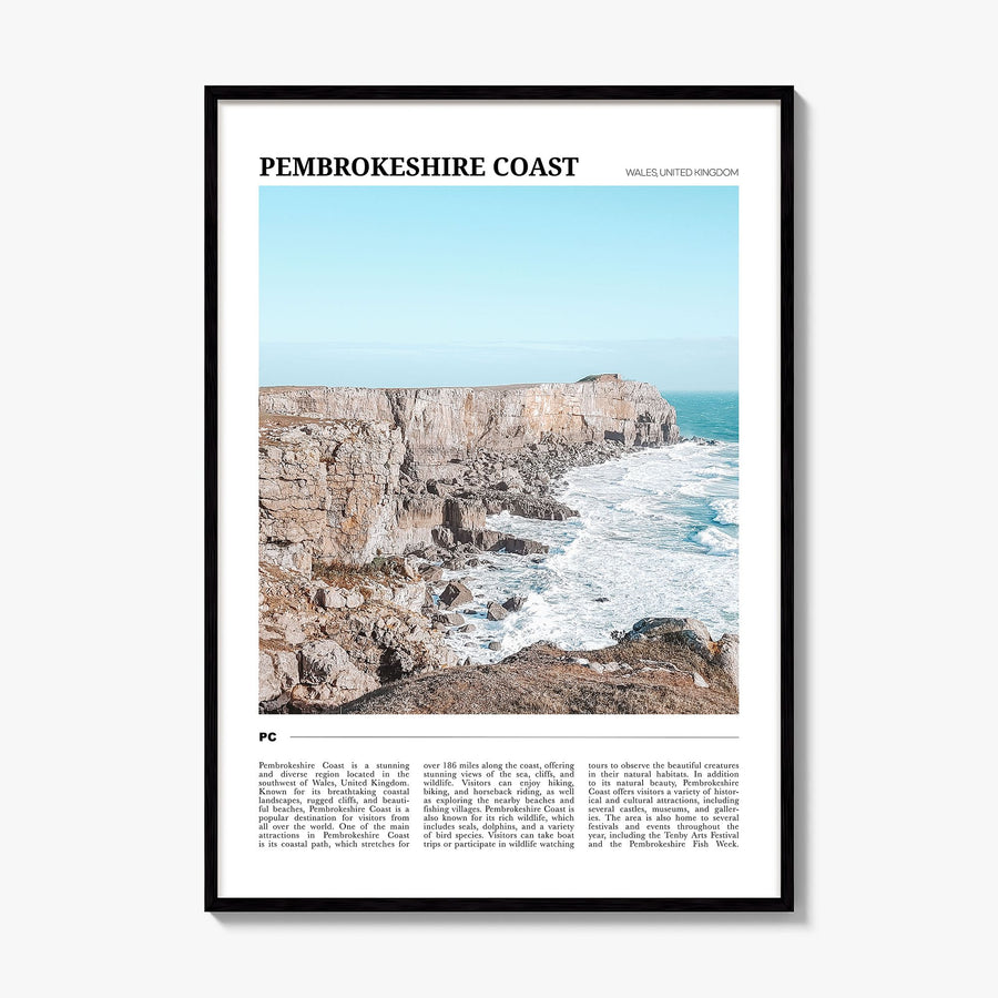 Pembrokeshire Coast Travel Poster, framed poster mockup