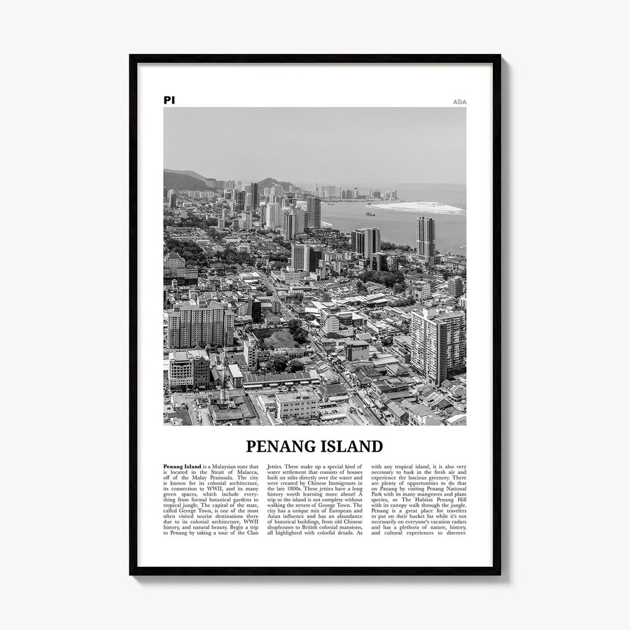 Penang Island Newspaper Poster, framed poster mockup