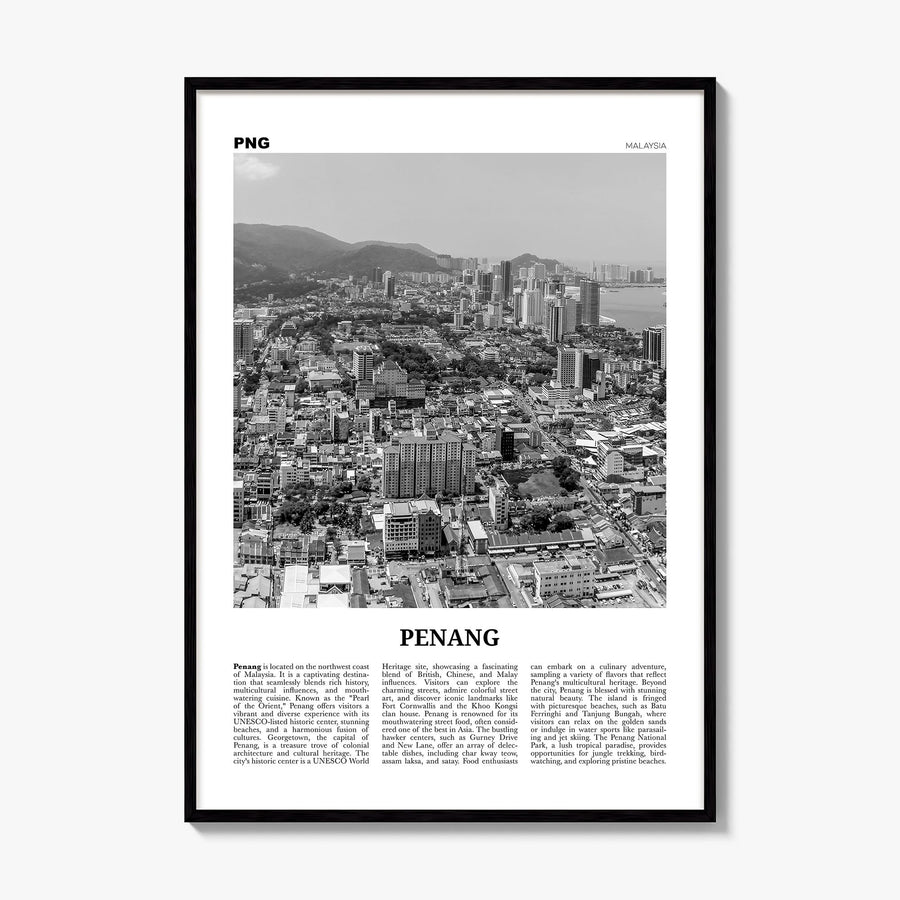 Penang Island Newspaper Poster, framed poster mockup