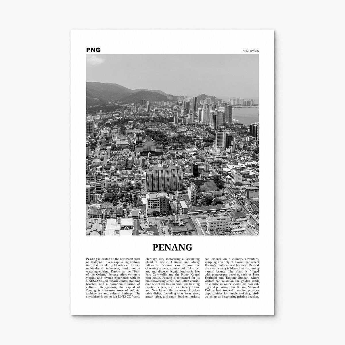 Penang Island Newspaper Poster, print only (unframed)