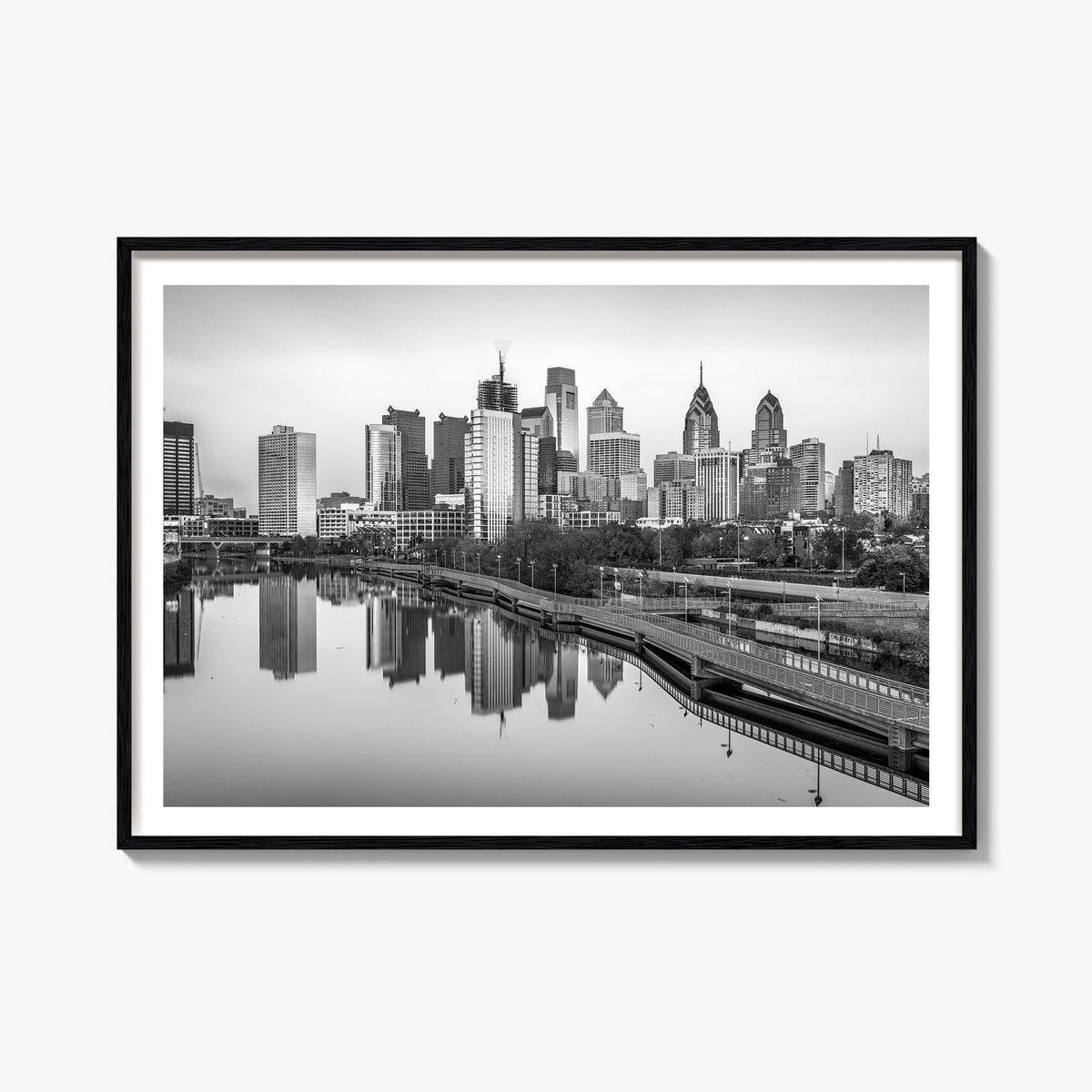 Pennsylvania black & white photo poster of United States – horizontal wall art, unframed print shown in interior mockup
