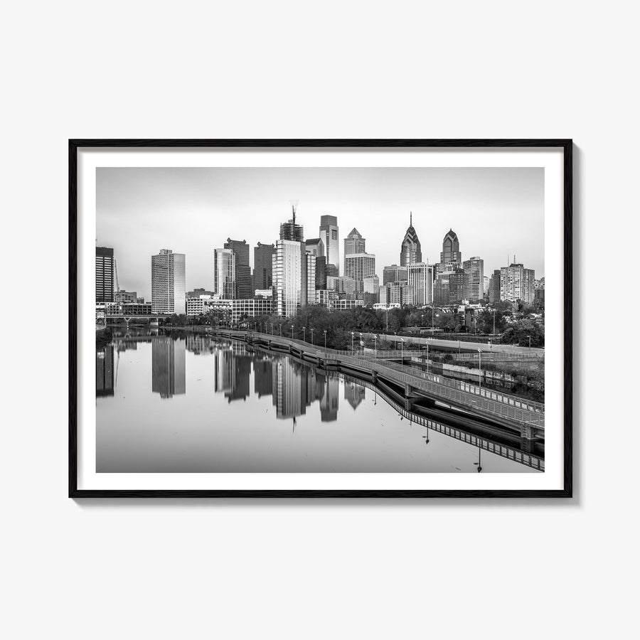 Pennsylvania black & white photo poster of United States – horizontal wall art, unframed print shown in interior mockup