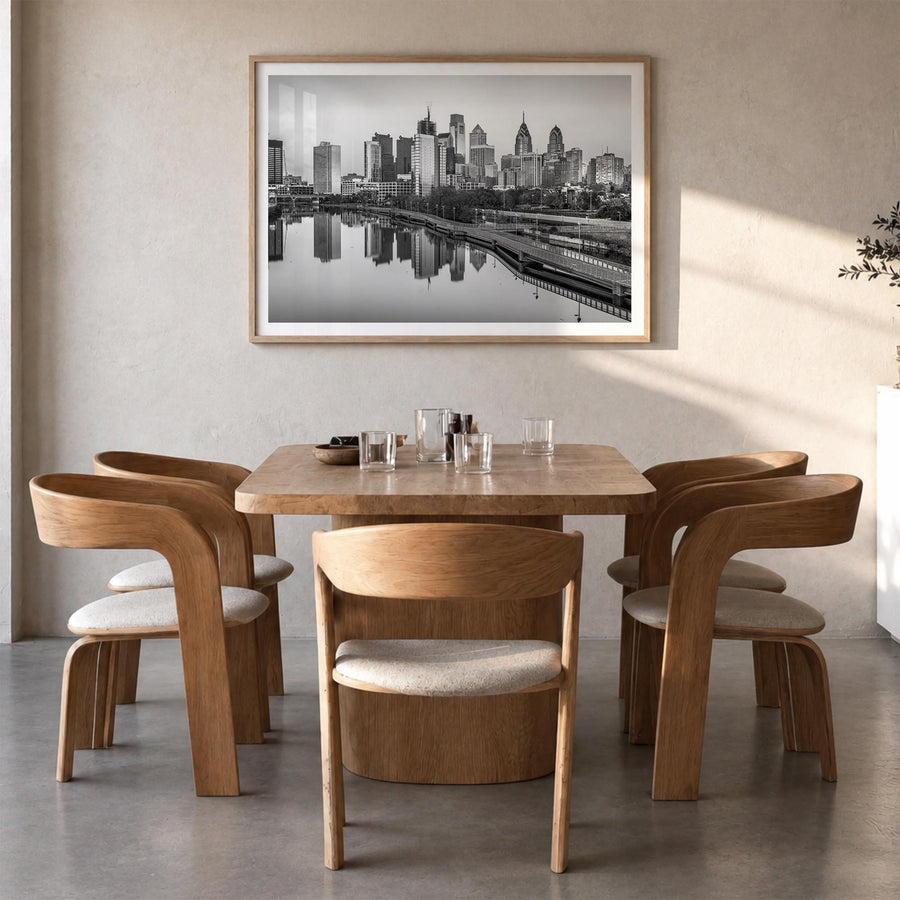 Pennsylvania black & white photo poster of United States – horizontal wall art in natural wood frame with white border, hangi