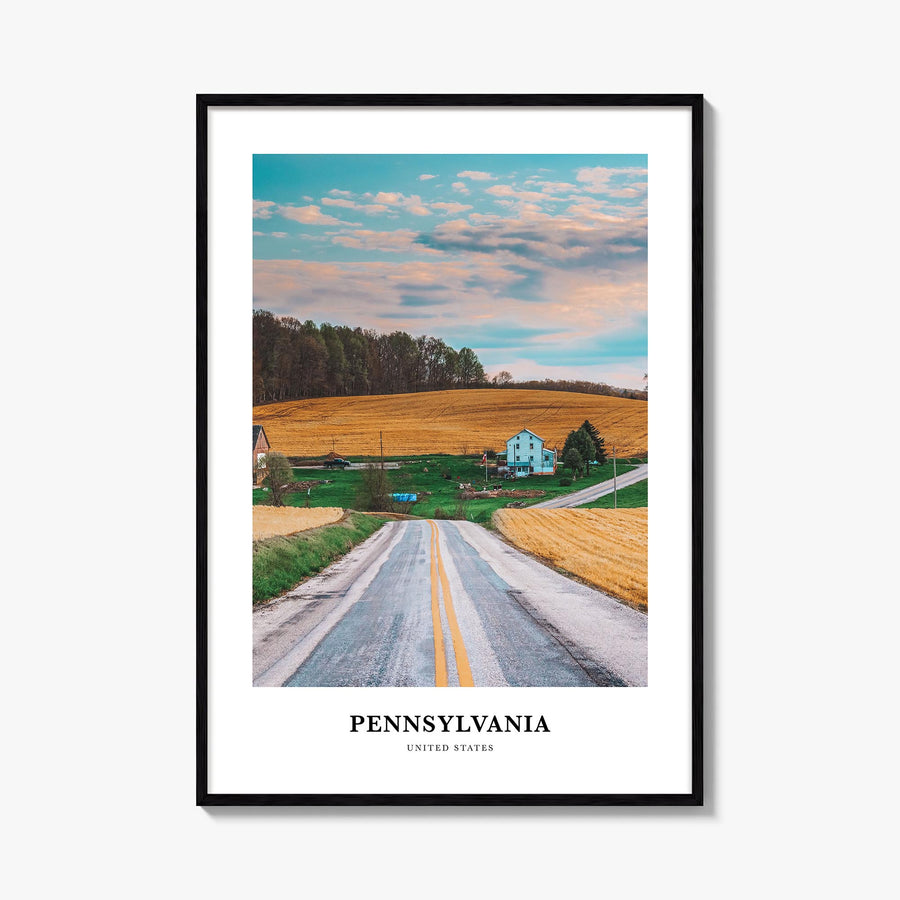 Pennsylvania colorful classic poster of United States – vertical wall art, unframed print shown in interior mockup