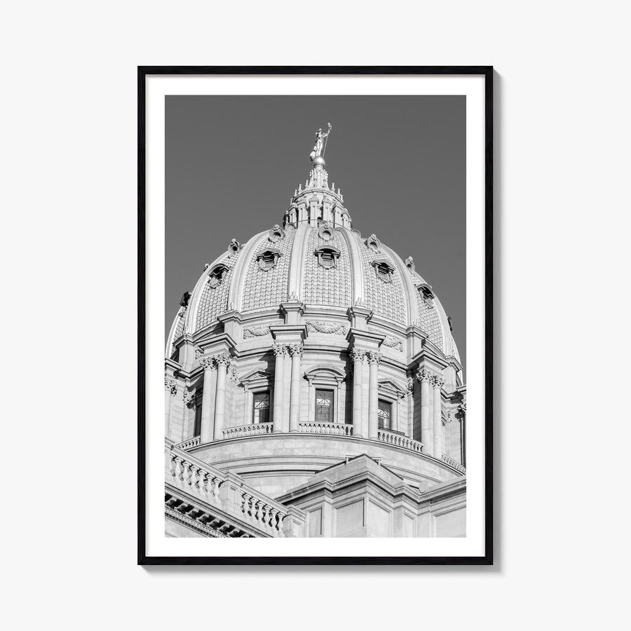 Pennsylvania no. 1 black & white photo poster of United States – vertical wall art, unframed print shown in interior mockup