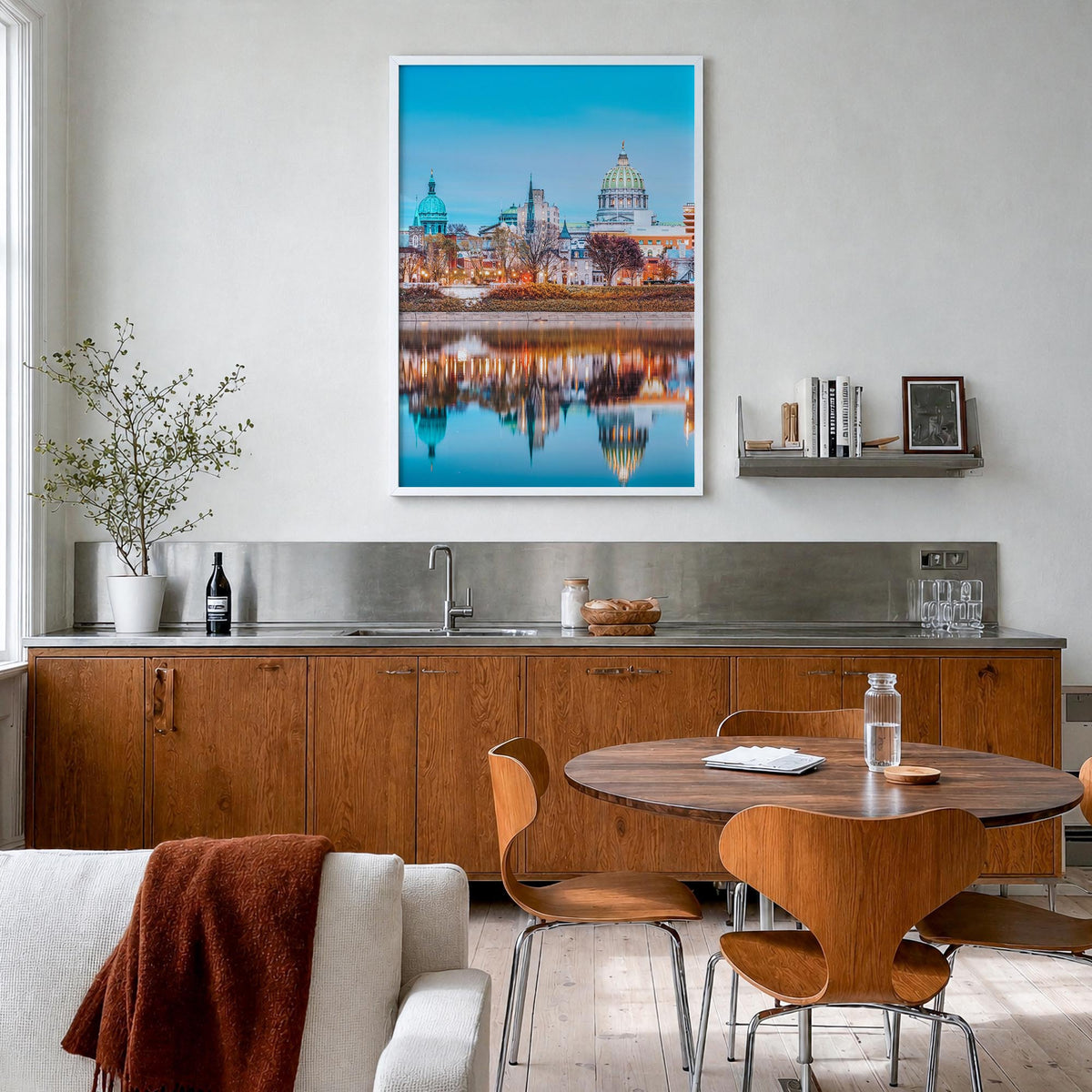 Pennsylvania no. 1 colorful photo poster of United States – vertical wall art in white wood frame, hanging on wall