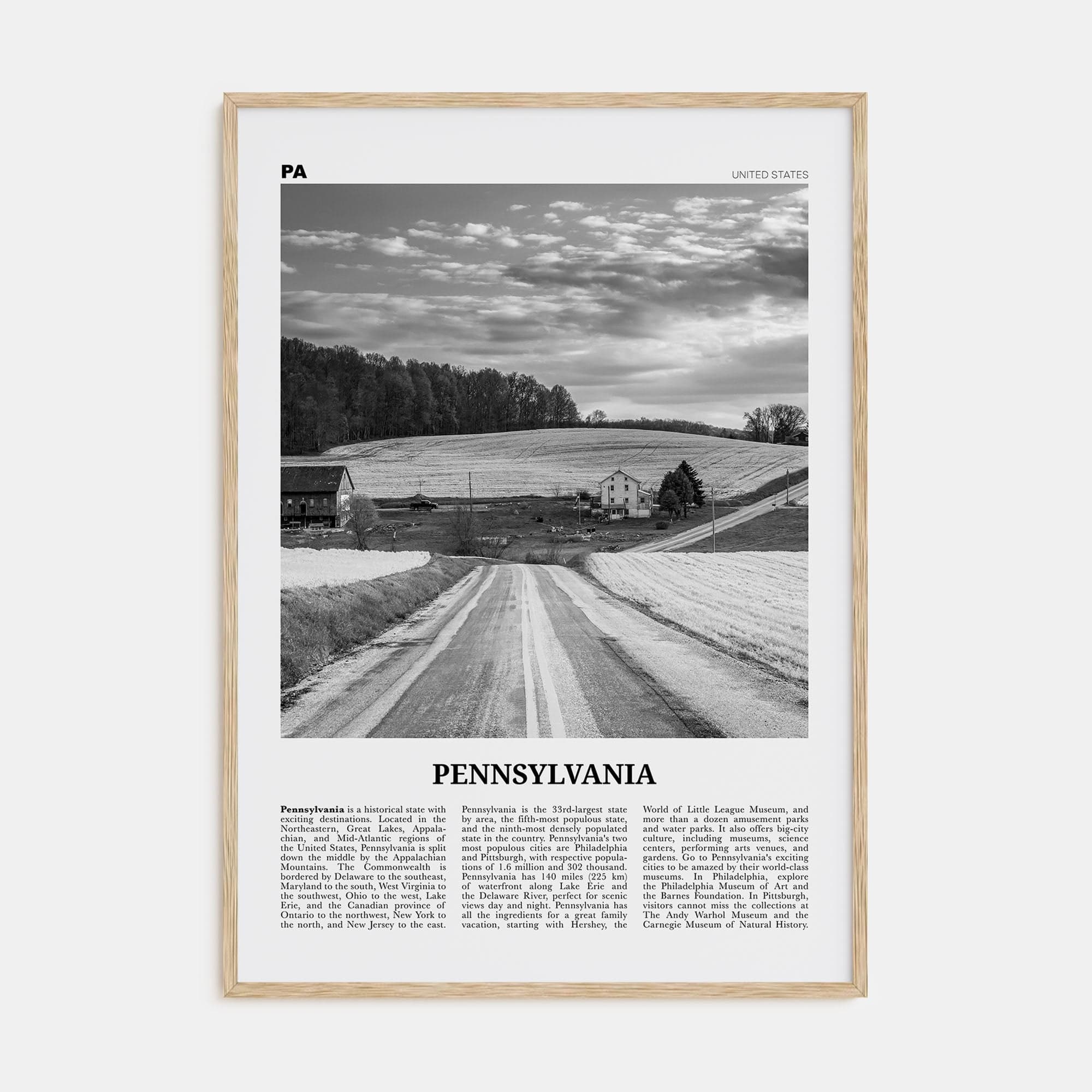 Pennsylvania No 1 Poster Natural Wood / 8x12 in Nbourhood Travel B&W Poster