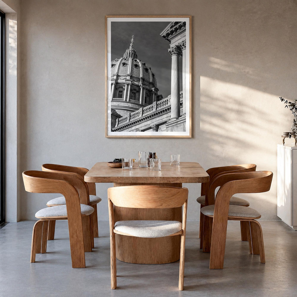 Pennsylvania no. 2 black & white photo poster of United States – vertical wall art in natural wood frame with white border, h