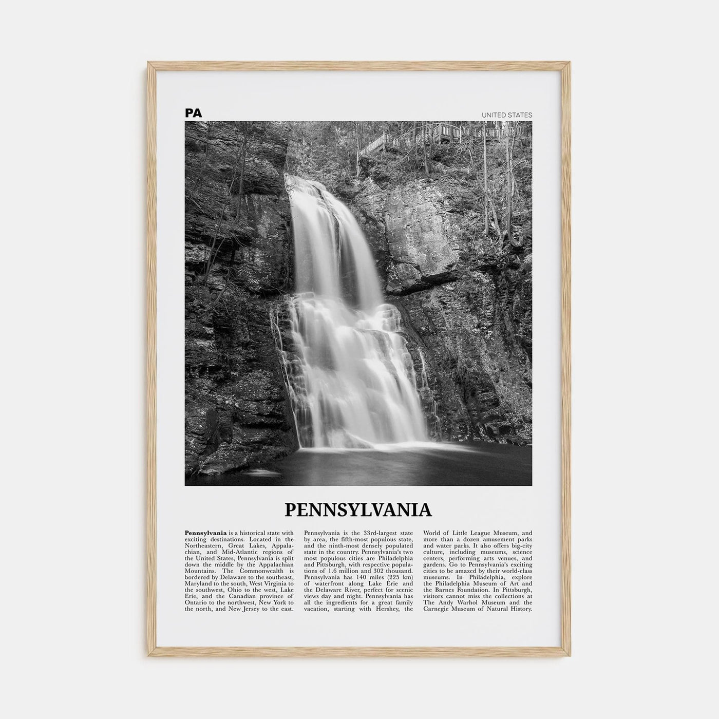 Pennsylvania No 4 Poster Natural Wood / 8x12 in Nbourhood Travel B&W Poster