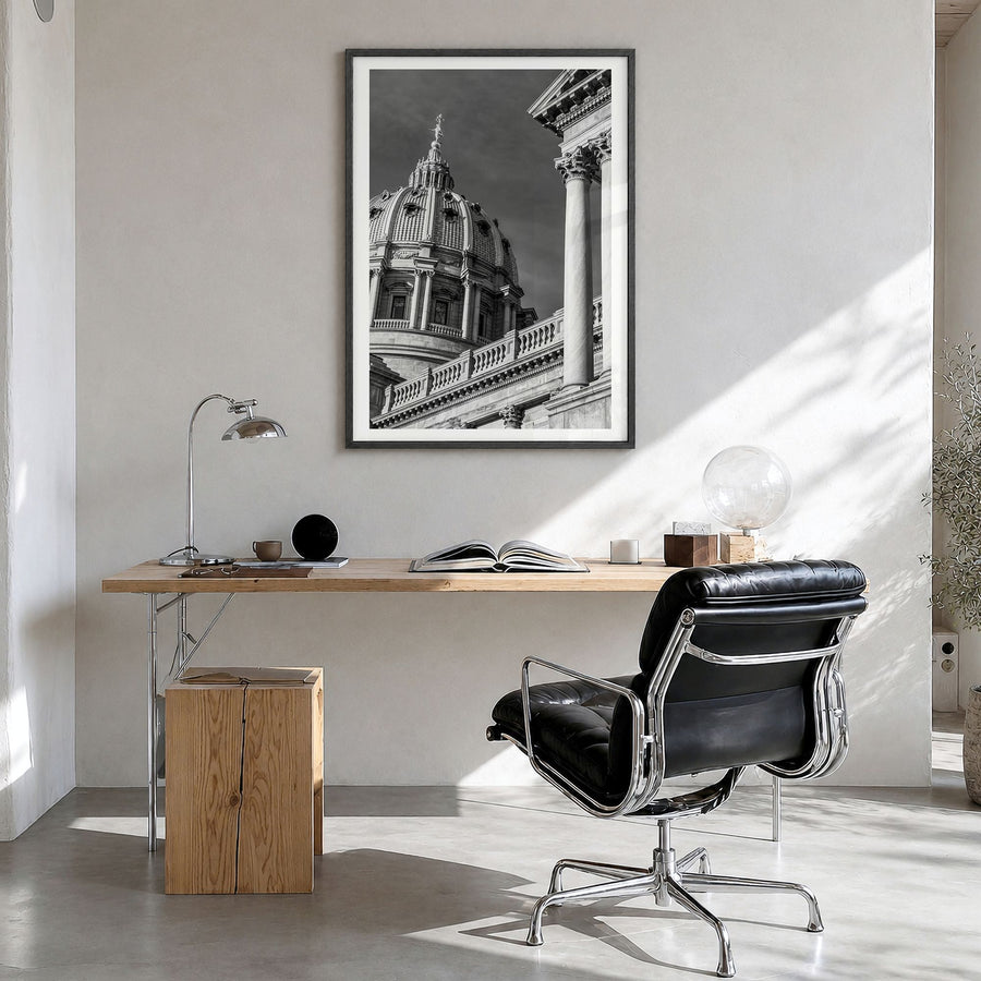 Pennsylvania Photo No 2 Poster in a black wood frame, hanging in a bright home office, white border