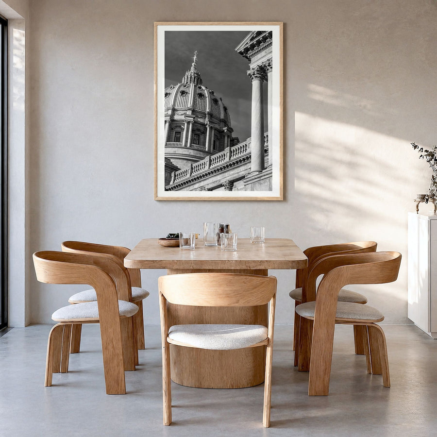 Pennsylvania Photo No 2 Poster in a natural wood frame, hanging in a dining room, white border