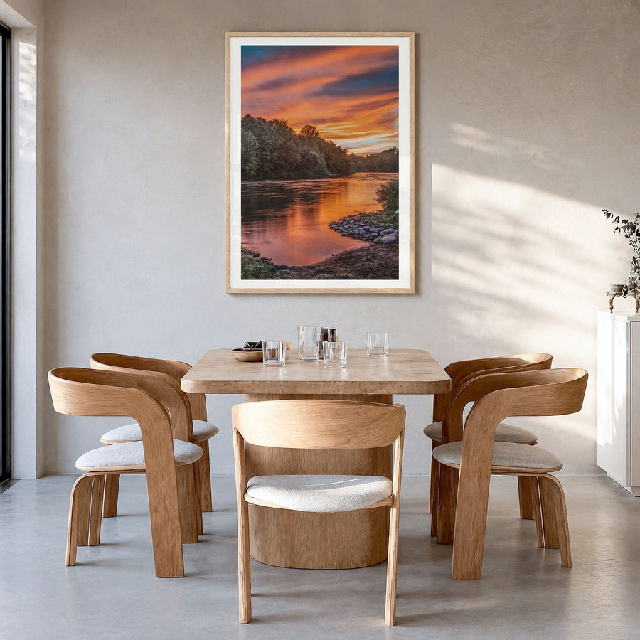 Pennsylvania Photo No 2 Poster in a natural wood frame, hanging in a dining room, white border