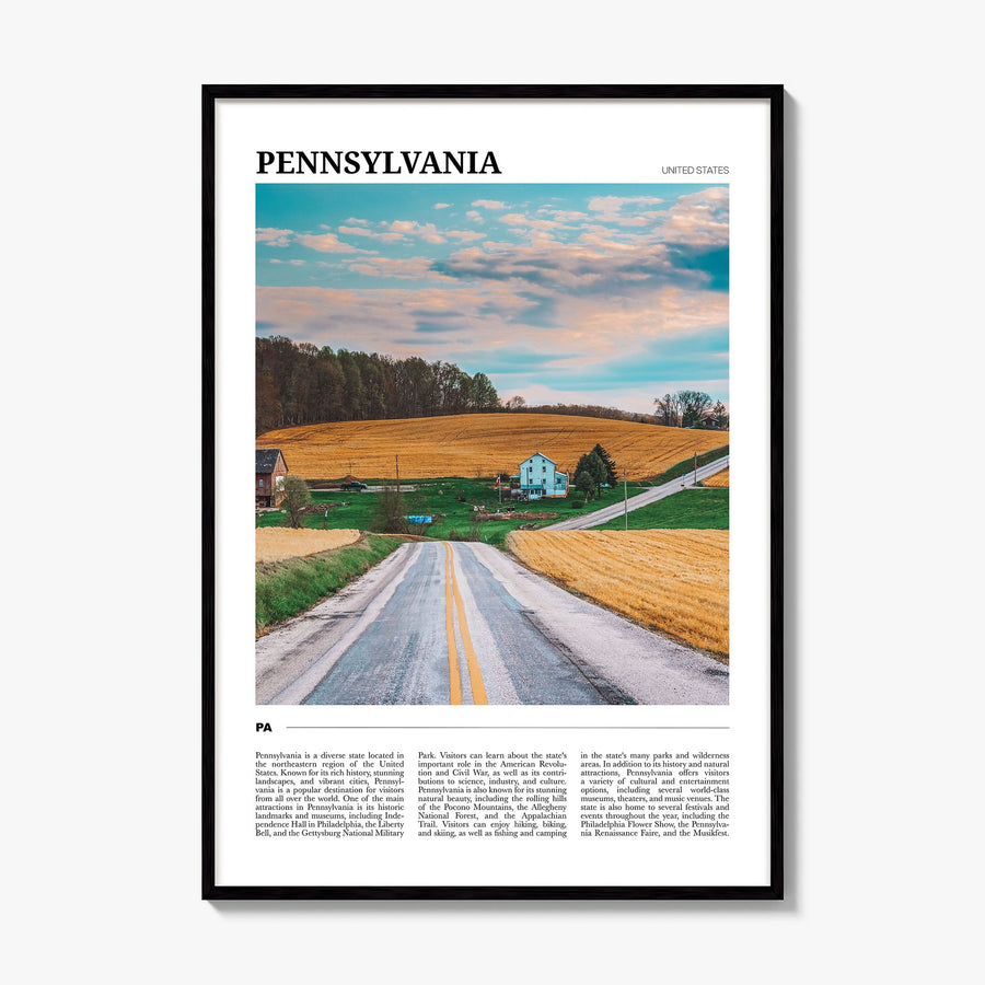 Pennsylvania Travel Poster, framed poster mockup