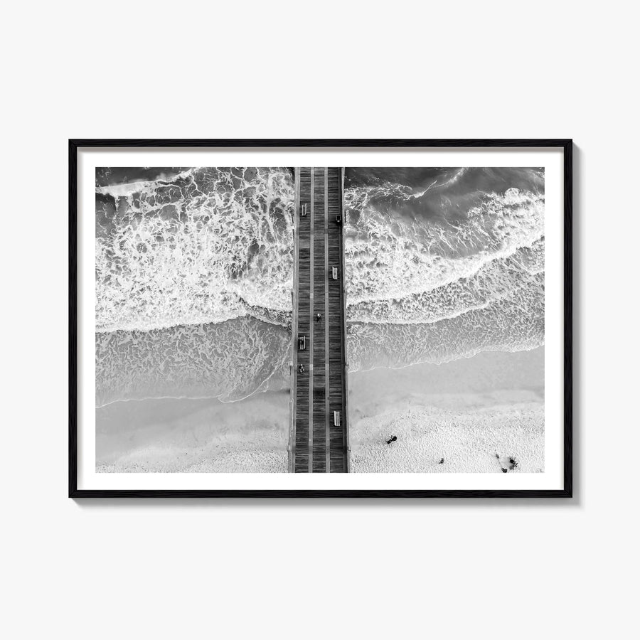 Pensacola black & white photo poster of Florida, USA – horizontal wall art, unframed print shown in interior mockup