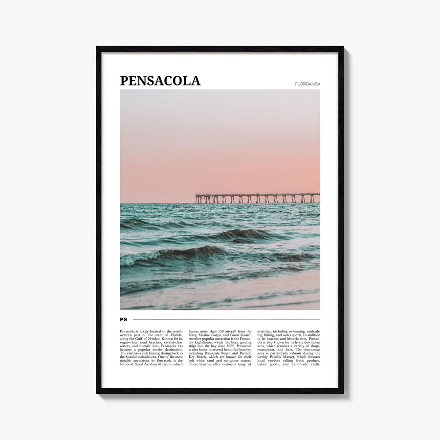 Pensacola colorful travel poster of Florida, USA – vertical wall art, unframed print shown in interior mockup