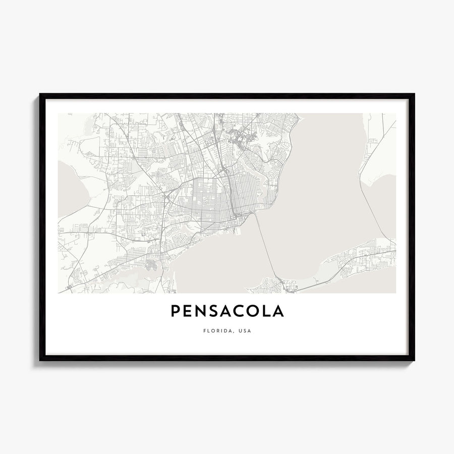 Pensacola Map Poster, framed poster mockup