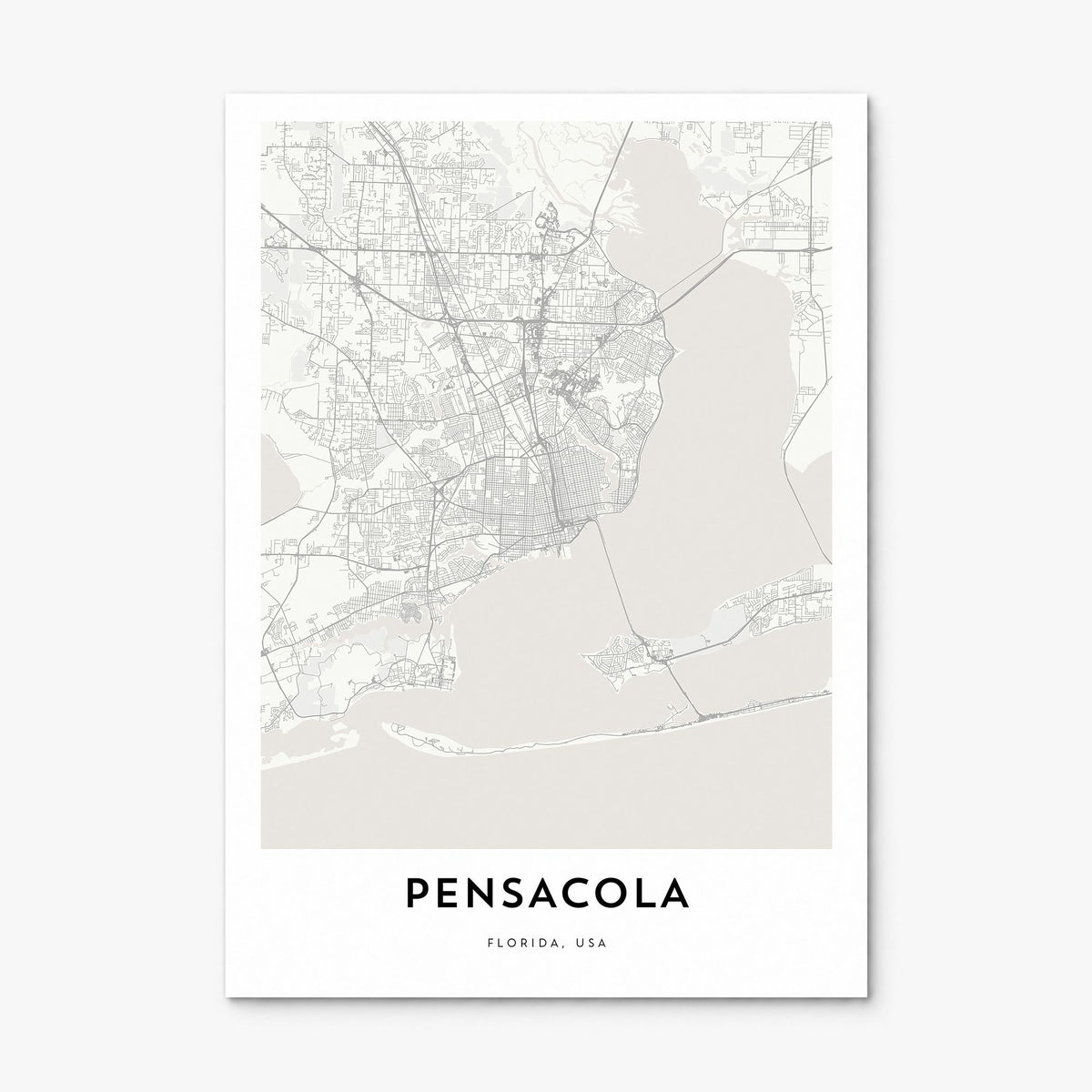 Pensacola Map Poster, print only (unframed)