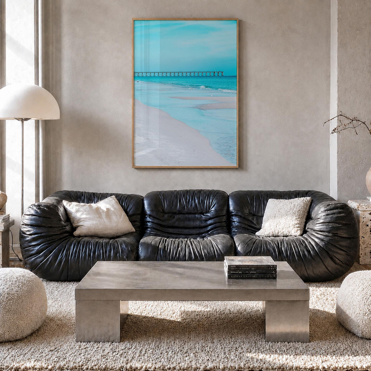 Pensacola no. 1 colorful photo poster of Florida, USA – vertical wall art in natural wood frame, hanging on wall