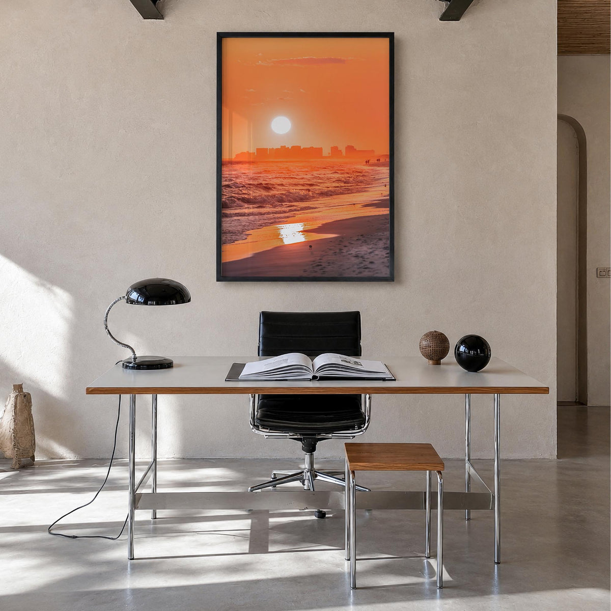 Pensacola no. 2 colorful photo poster of Florida, USA – vertical wall art in black wood frame, hanging on wall