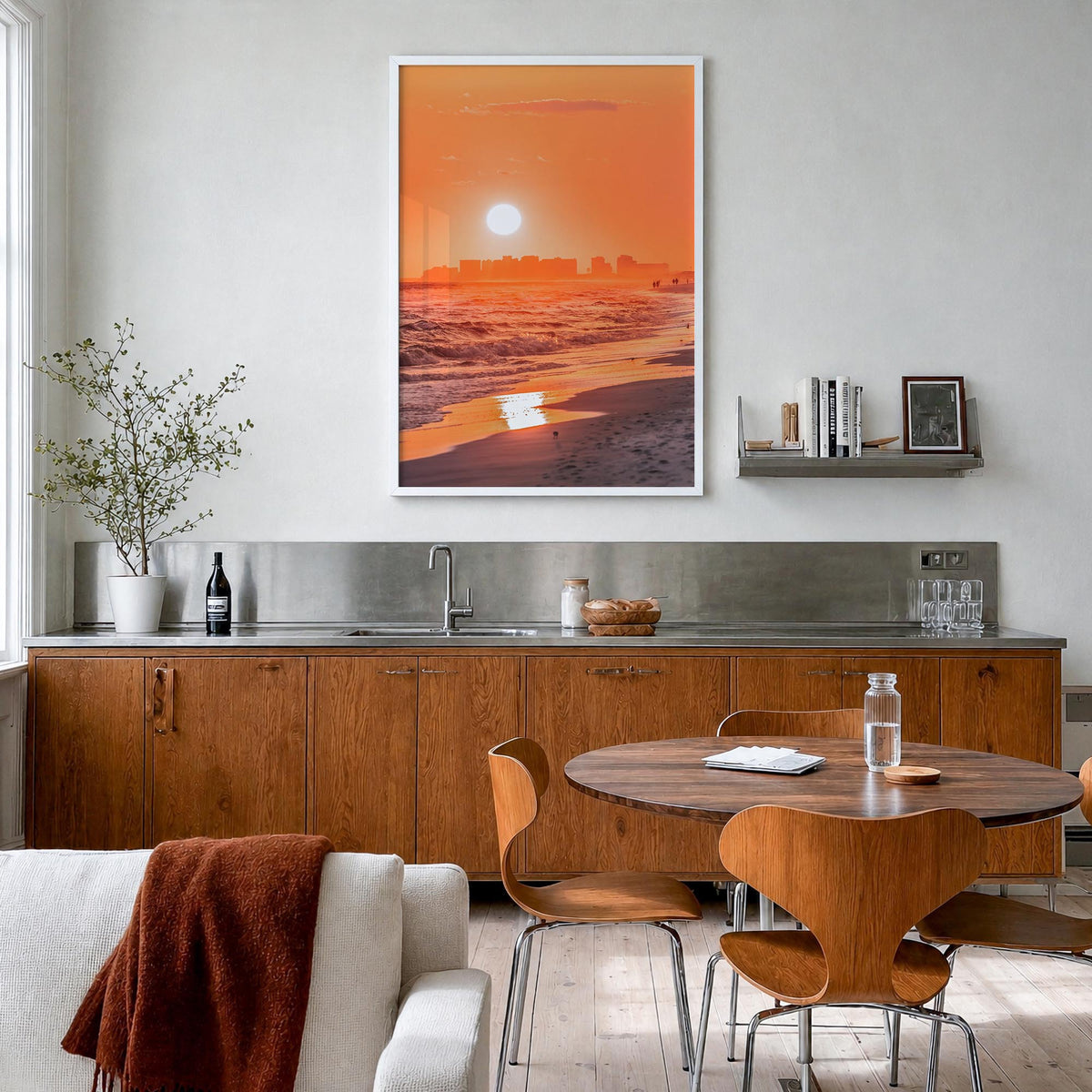 Pensacola no. 2 colorful photo poster of Florida, USA – vertical wall art in white wood frame, hanging on wall