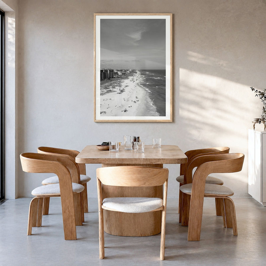 Pensacola Photo No 1 Poster in a natural wood frame, hanging in a dining room, white border