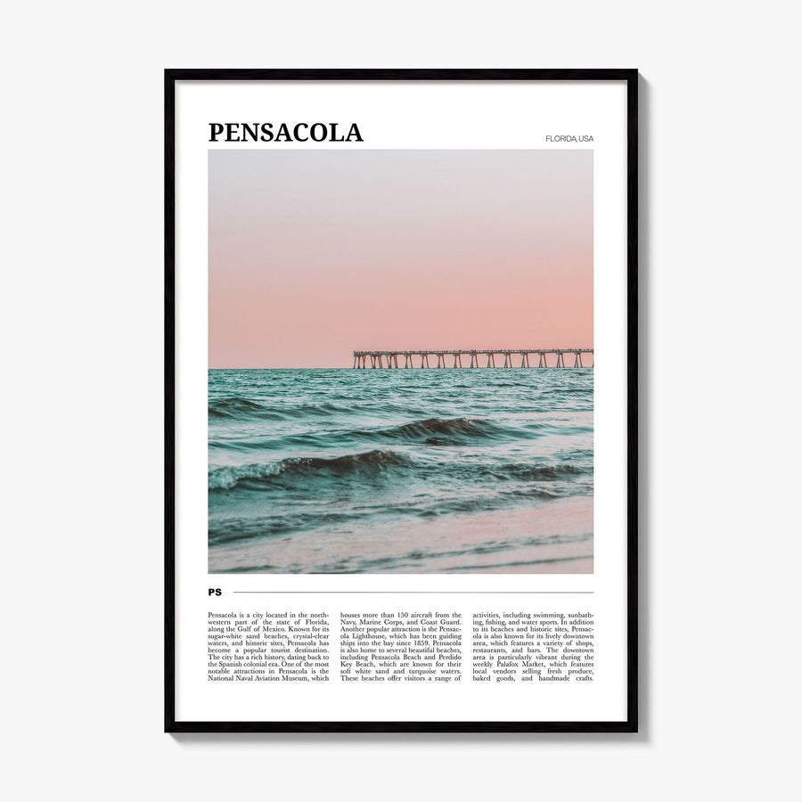 Pensacola Travel Poster, framed poster mockup