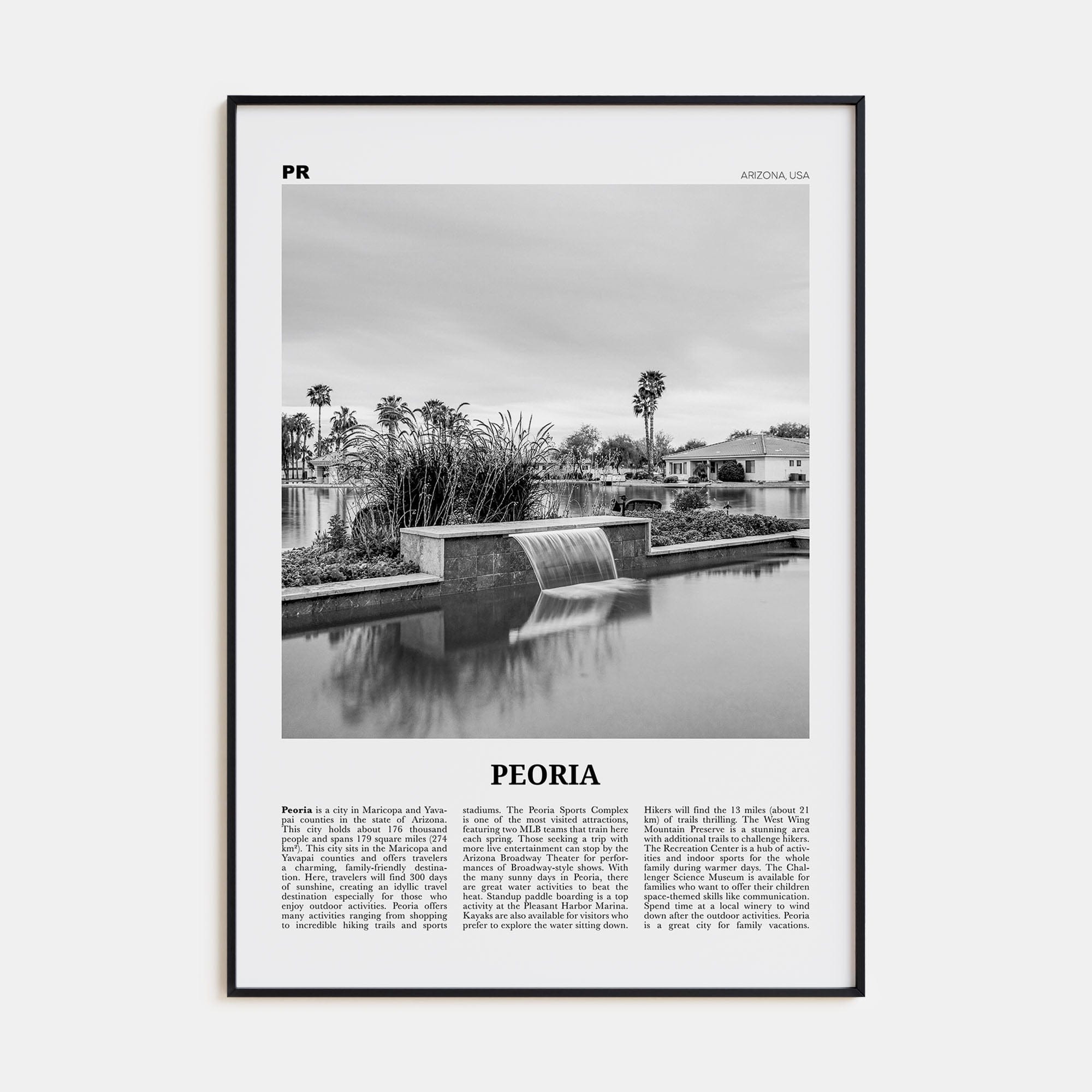 Peoria, Arizona Poster None / 8x12 in Nbourhood Travel B&W Poster