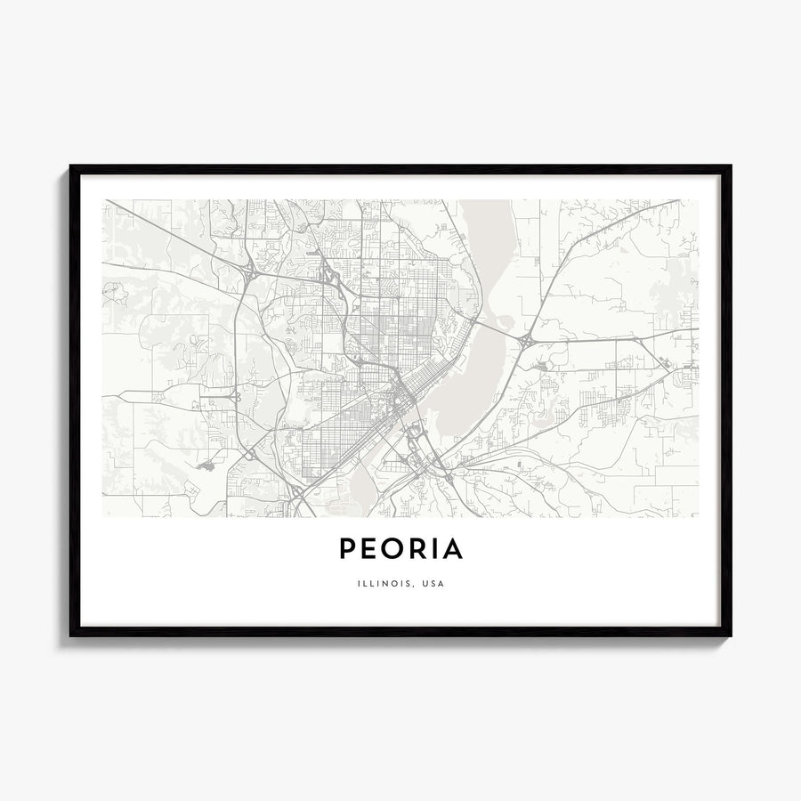 Peoria, Illinois Map Poster, framed poster mockup